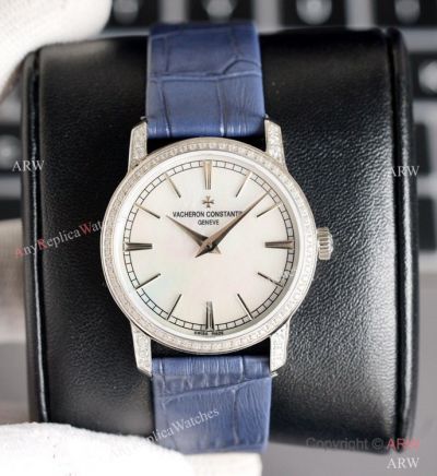 Swiss Grade Vacheron Constantin Traditionnelle Ultra Thin Watch Lady Diamond Bezel